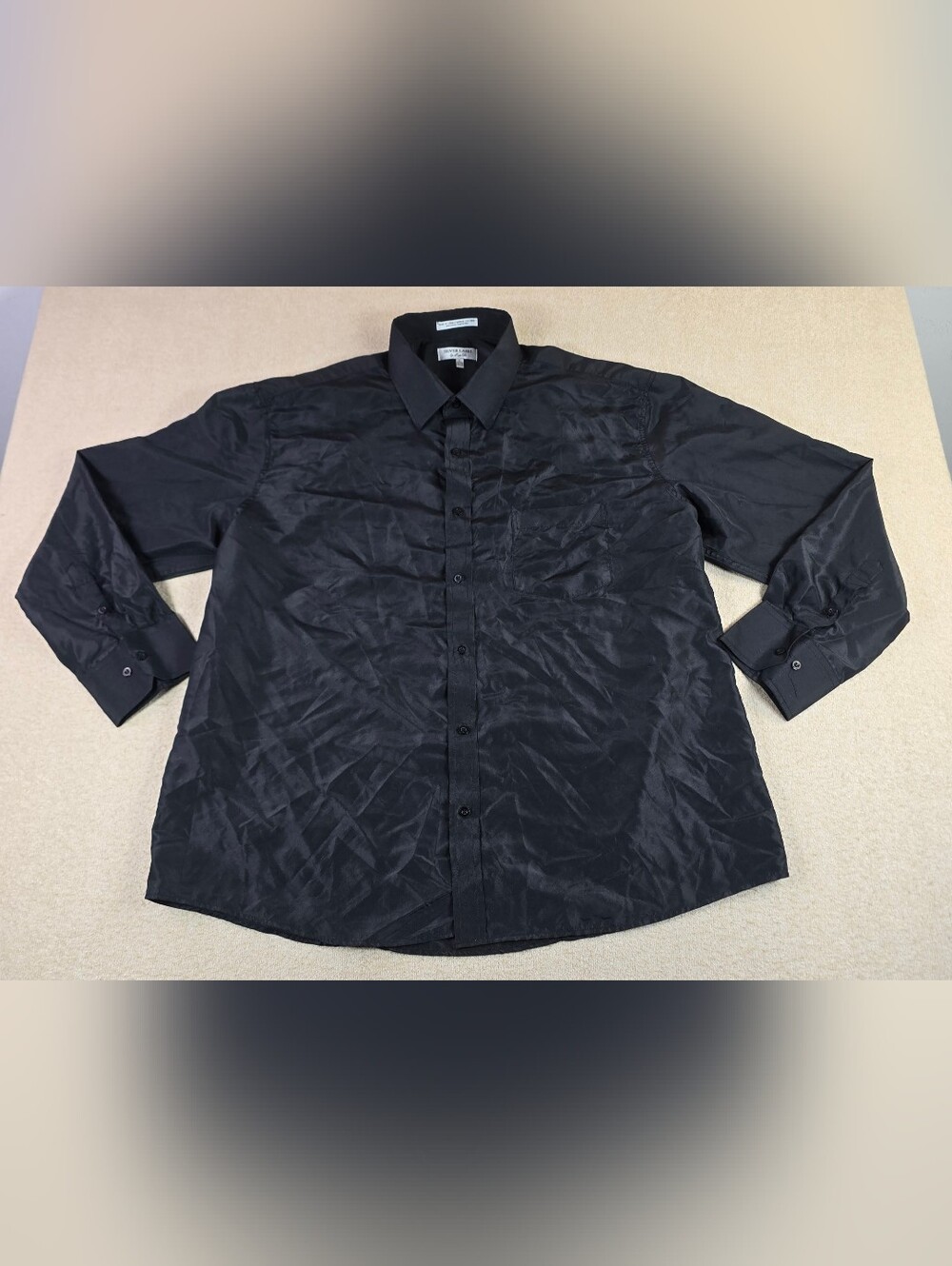 Silver Label by Moshiko Black Dress Shirt Men's 17 34/35 Button Up